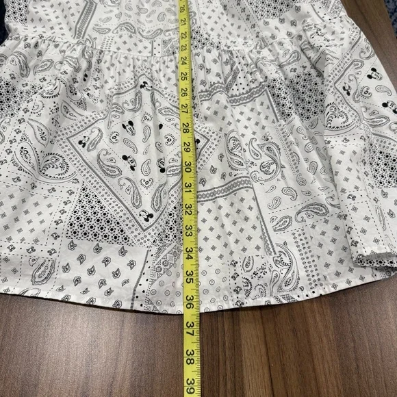 Disney Women's White Black Paisley Patchwork Tiered Mini Dress Size EUR 36/6 - Picture 7 of 9